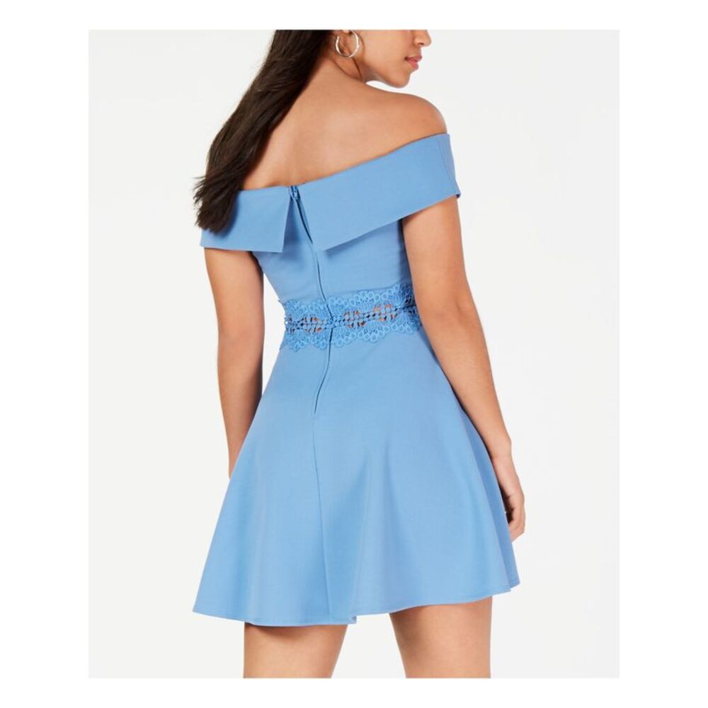 NWT B DARLIN Womens Blue Sleeveless Mini Fit + Flare Dress 1\2 - Picture 2 of 5